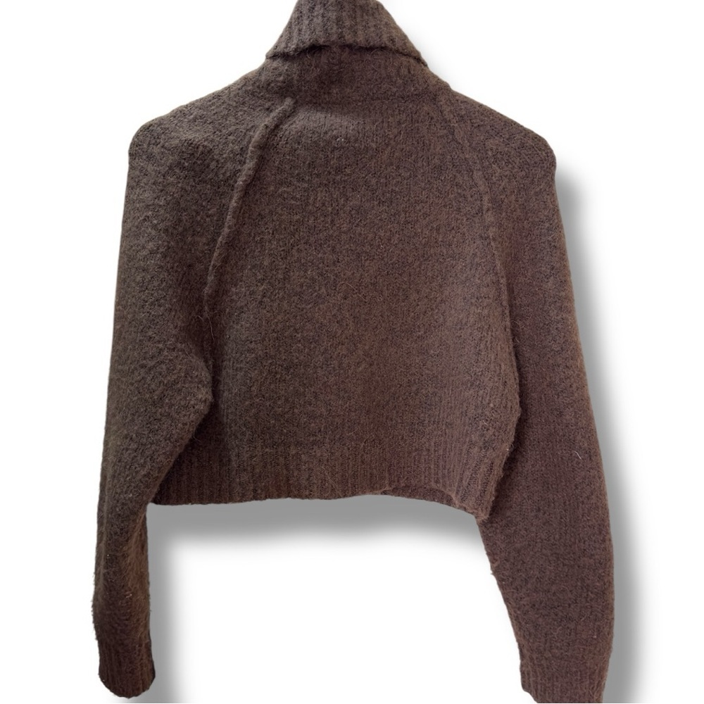 ZARA | EUC Wool Blend Soft Brown Cropped Turtleneck Sweater (size S) - Picture 4 of 12